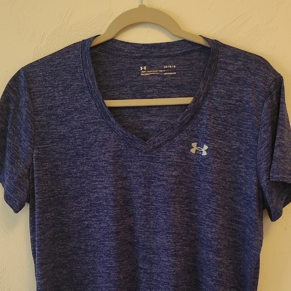 Under Armour Women's Blue Heather Short Sleeve Top - Picture 5 of 7